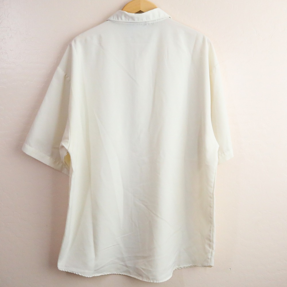 Vintage Versace Jeans Couture‎ Button Up Shirt Mens L Ivory Medusa Short Sleeve - Picture 14 of 16